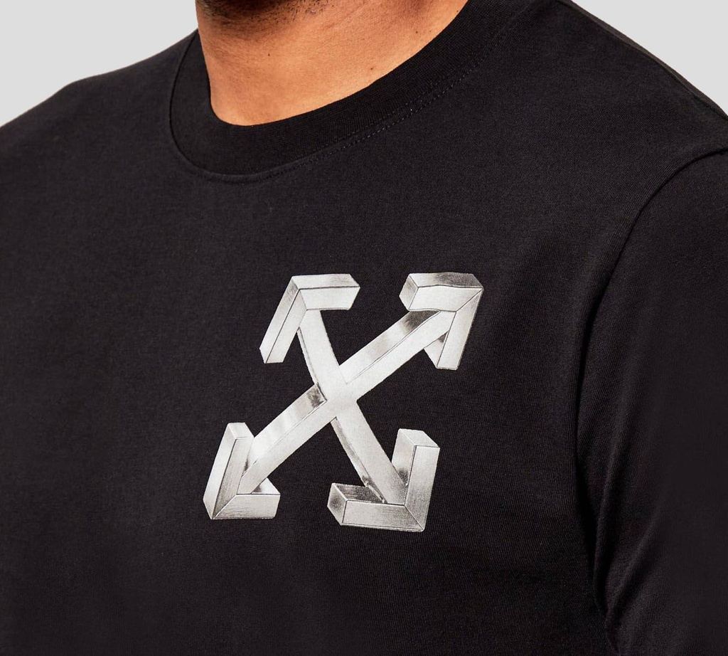 Off White - FRANELA NEGRA CUELLO REDONDO CON LOGO GRANDE ESTAMPADO EN LA ESPALDA