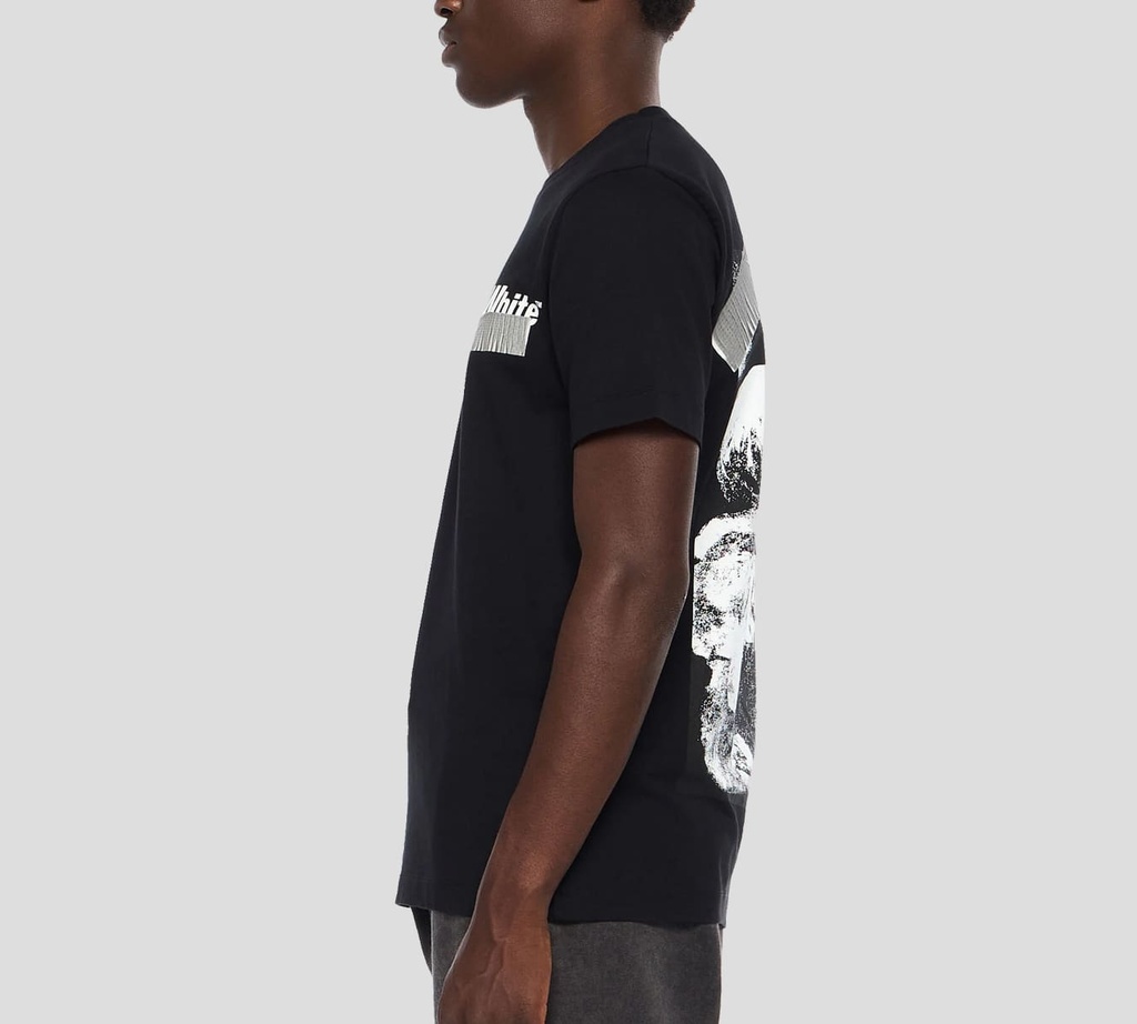 Off White - FRANELA NEGRA CUELLO REDONDO CON ESTAMPADO DE CINTA AISLANTE REALISTA