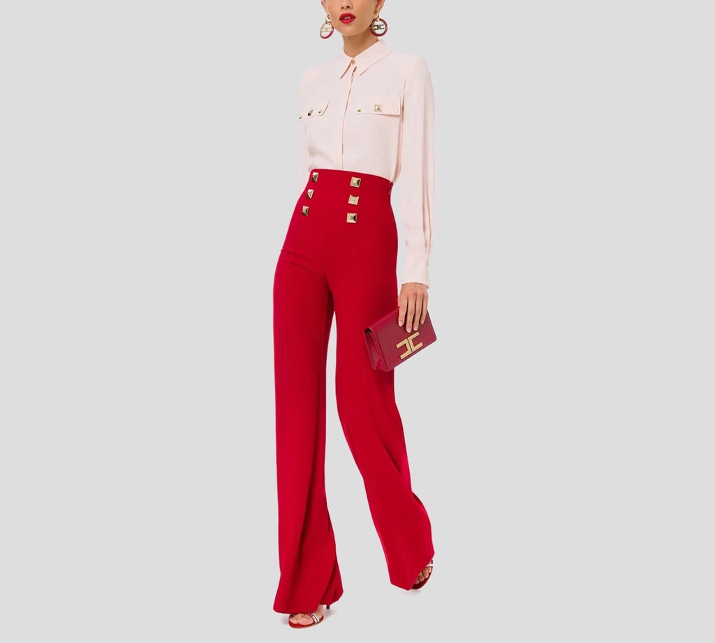 Elisabetta Franchi - BLUSA CON BOLSILLOS Y BOTONES DORADOS AR6