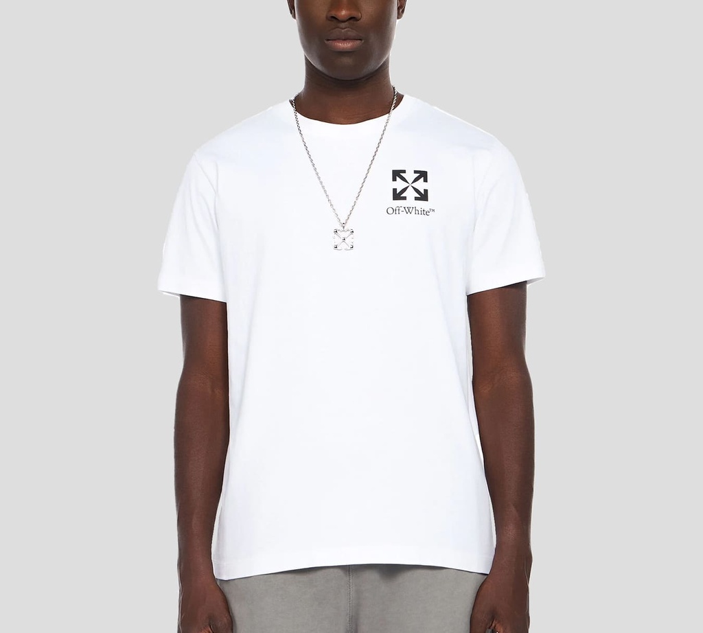 Off White - FRANELA BLANCA CUELLO REDONDO CON LOGO EN NEGRO SOBRE EL PECHO