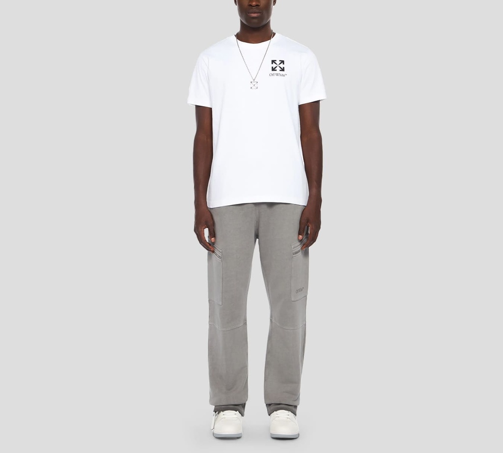 Off White - FRANELA BLANCA CUELLO REDONDO CON LOGO EN NEGRO SOBRE EL PECHO