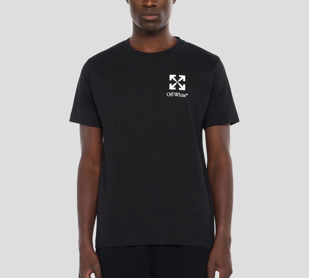 Off White - FRANELA NEGRA CUELLO REDONDO CON LOGO EN BLANCO SOBRE EL PECHO