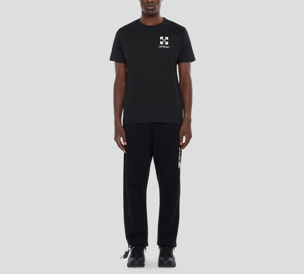 Off White - FRANELA NEGRA CUELLO REDONDO CON LOGO EN BLANCO SOBRE EL PECHO