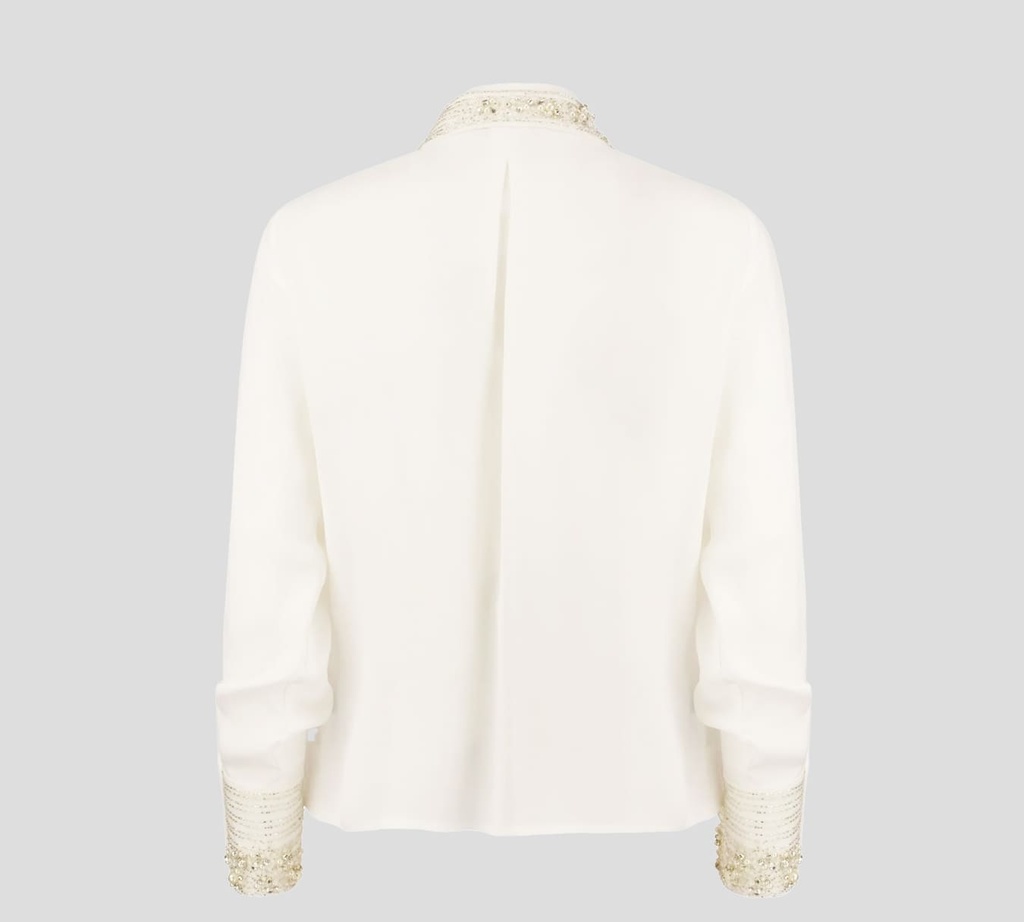 Elisabetta Franchi - BLUSA CON PEDRERIA EN CUELLO