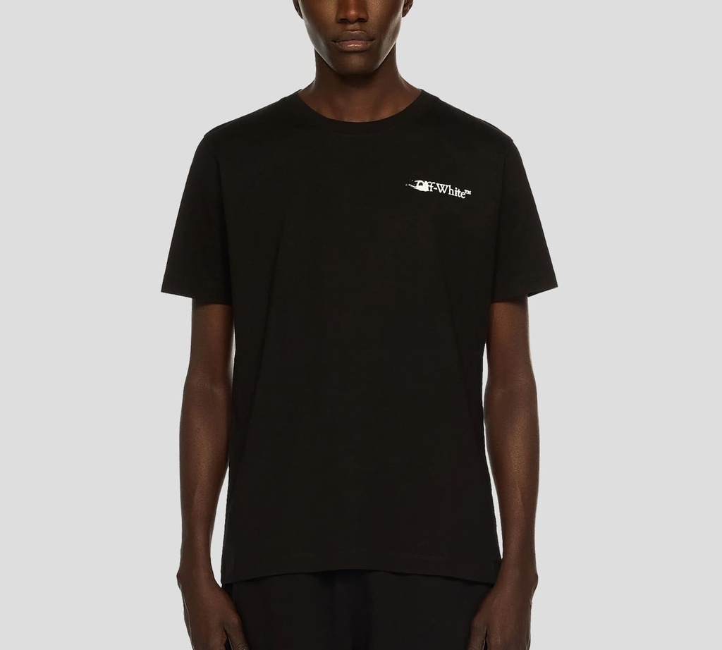 Off White - FRANELA NEGRA CUELLO REDONDO CON LOGO ESTAMPADO EN RELIEVE EN PARTE POSTERIOR