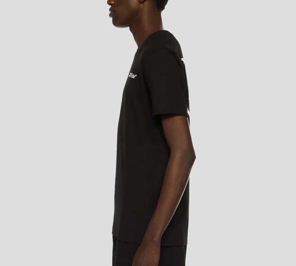 Off White - FRANELA NEGRA CUELLO REDONDO CON LOGO ESTAMPADO EN RELIEVE EN PARTE POSTERIOR