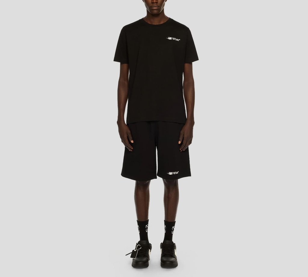 Off White - FRANELA NEGRA CUELLO REDONDO CON LOGO ESTAMPADO EN RELIEVE EN PARTE POSTERIOR