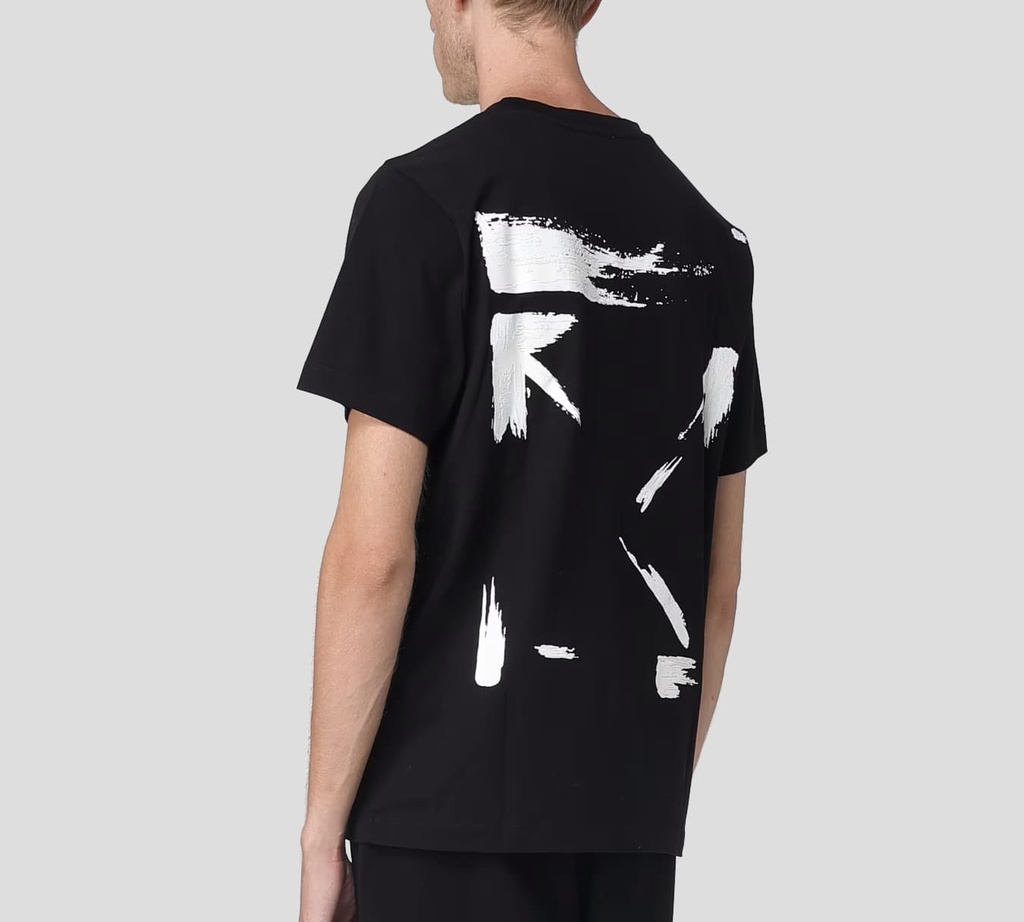 Off White - FRANELA NEGRA CUELLO REDONDO CON LOGO ESTAMPADO EN RELIEVE BLANCO SOBRE LA ESPALDA