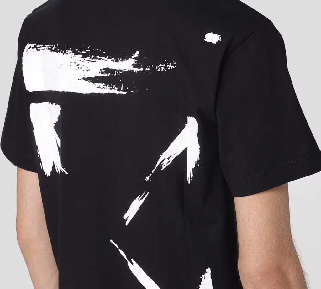 Off White - FRANELA NEGRA CUELLO REDONDO CON LOGO ESTAMPADO EN RELIEVE BLANCO SOBRE LA ESPALDA