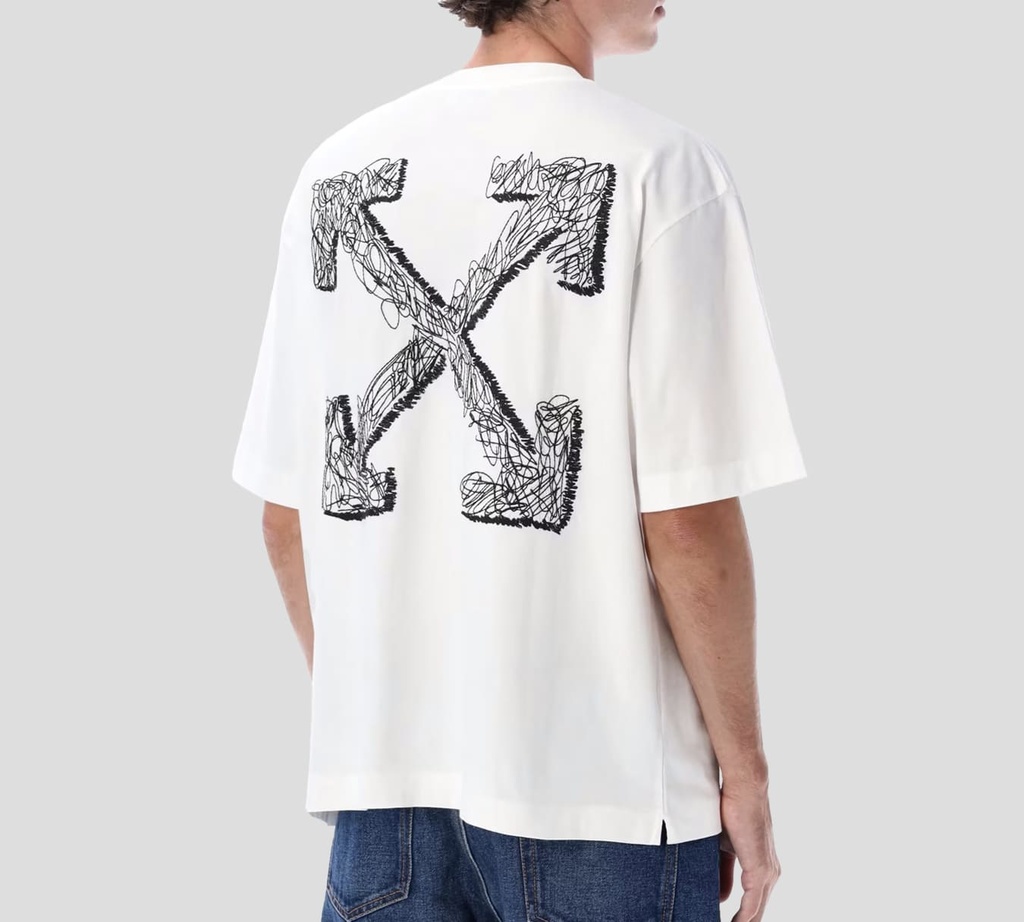 Off white - FRANELA BLANCA CUELLO REDONDO CON LOGO DE RAYONES ESTAMPADO EN LA ESPALDA