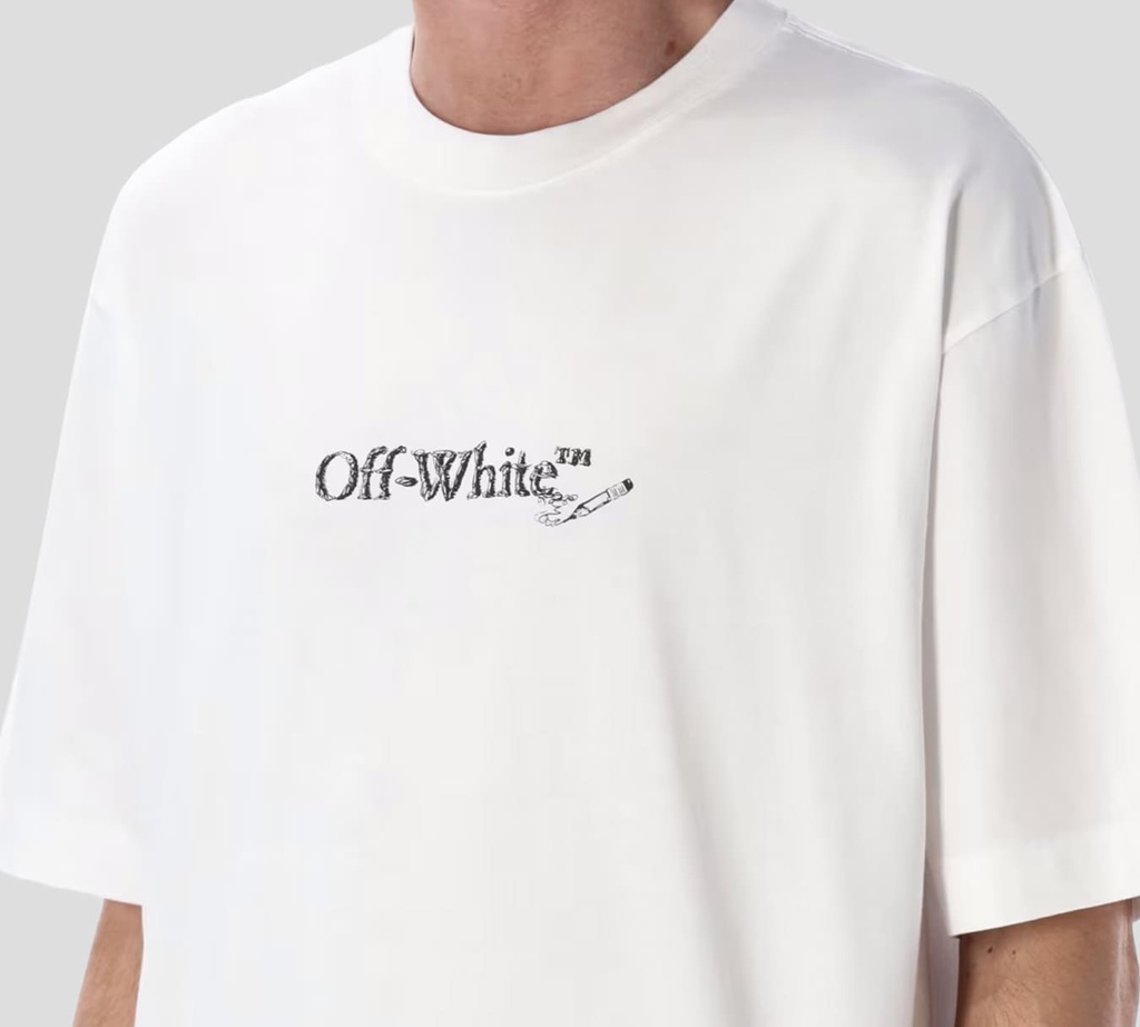 Off white - FRANELA BLANCA CUELLO REDONDO CON LOGO DE RAYONES ESTAMPADO EN LA ESPALDA