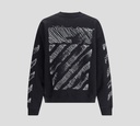 Off White - SWEATER NEGRO CUELLO REDONDO CLASICO CON ESPIRALES ESTAMPADOS SOBRE MANGAS Y ESPALDA
