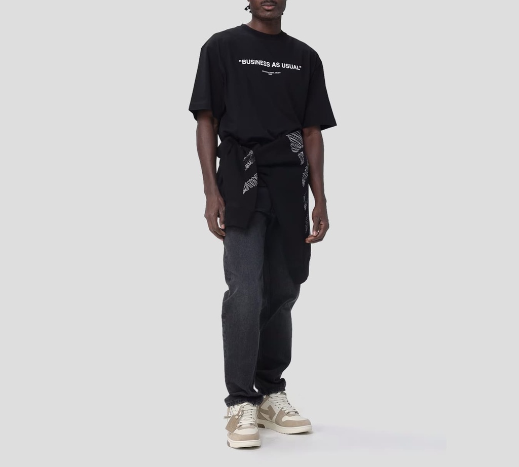 Off White - SWEATER NEGRO CUELLO REDONDO CLASICO CON ESPIRALES ESTAMPADOS SOBRE MANGAS Y ESPALDA