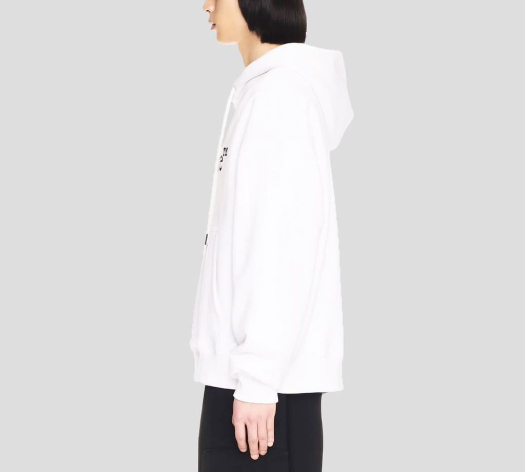 Off White - SWEATER HOODIE BLANCO CON LOGO ESTAMPADO Y BOLSILLO FRONTAL