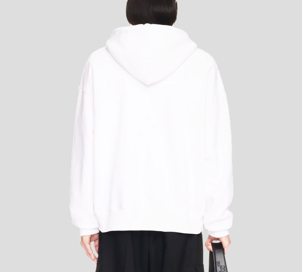 Off White - SWEATER HOODIE BLANCO CON LOGO ESTAMPADO Y BOLSILLO FRONTAL