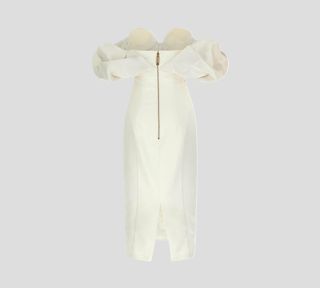 Elisabetta Franchi - VESTIDO BLANCO MARFIL STRAPLESS