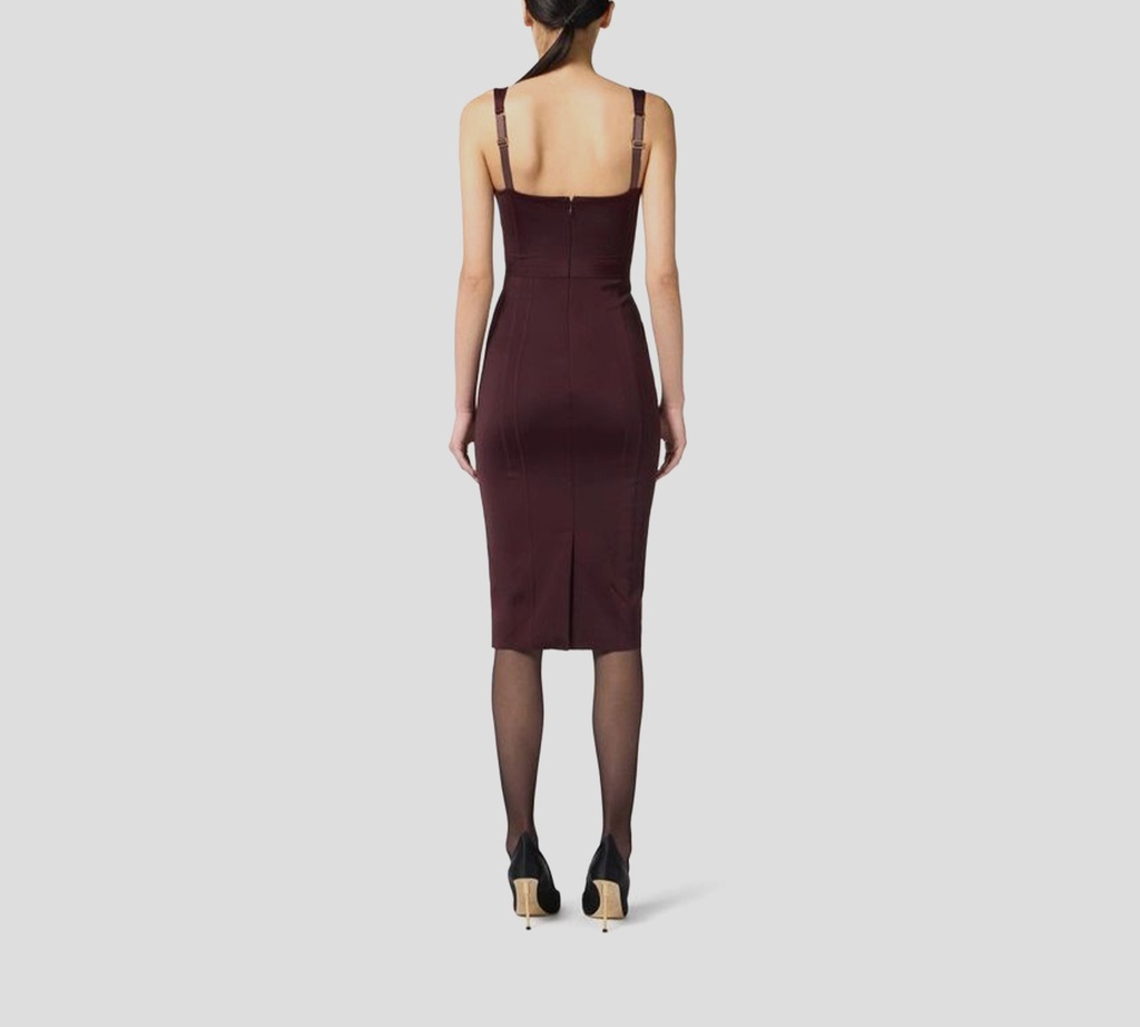 Elisabetta Franchi - VESTIDO MERLOT CON DETALLES DORADOS
