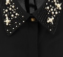 Elisabetta Franchi - BLUSA CON PEDRERIA EN CUELLO NEGRA