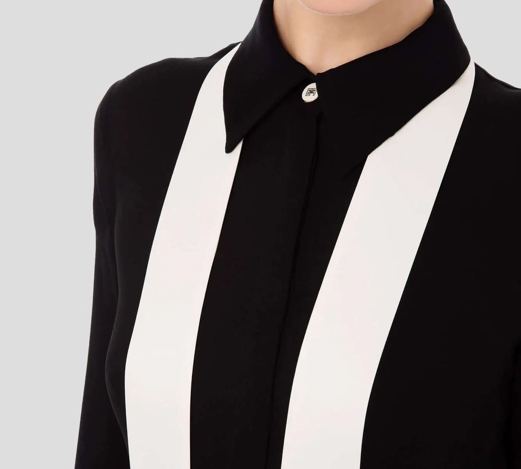 Elisabetta Franchi - BLUSA CON BUFANDA Y DETALLES DORADOS