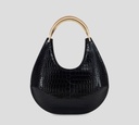 Elisabetta Franchi - CARTERA NEGRA PRINT DE SERPIENTE ASA DORADA