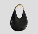 Elisabetta Franchi - CARTERA NEGRA PRINT DE SERPIENTE ASA DORADA