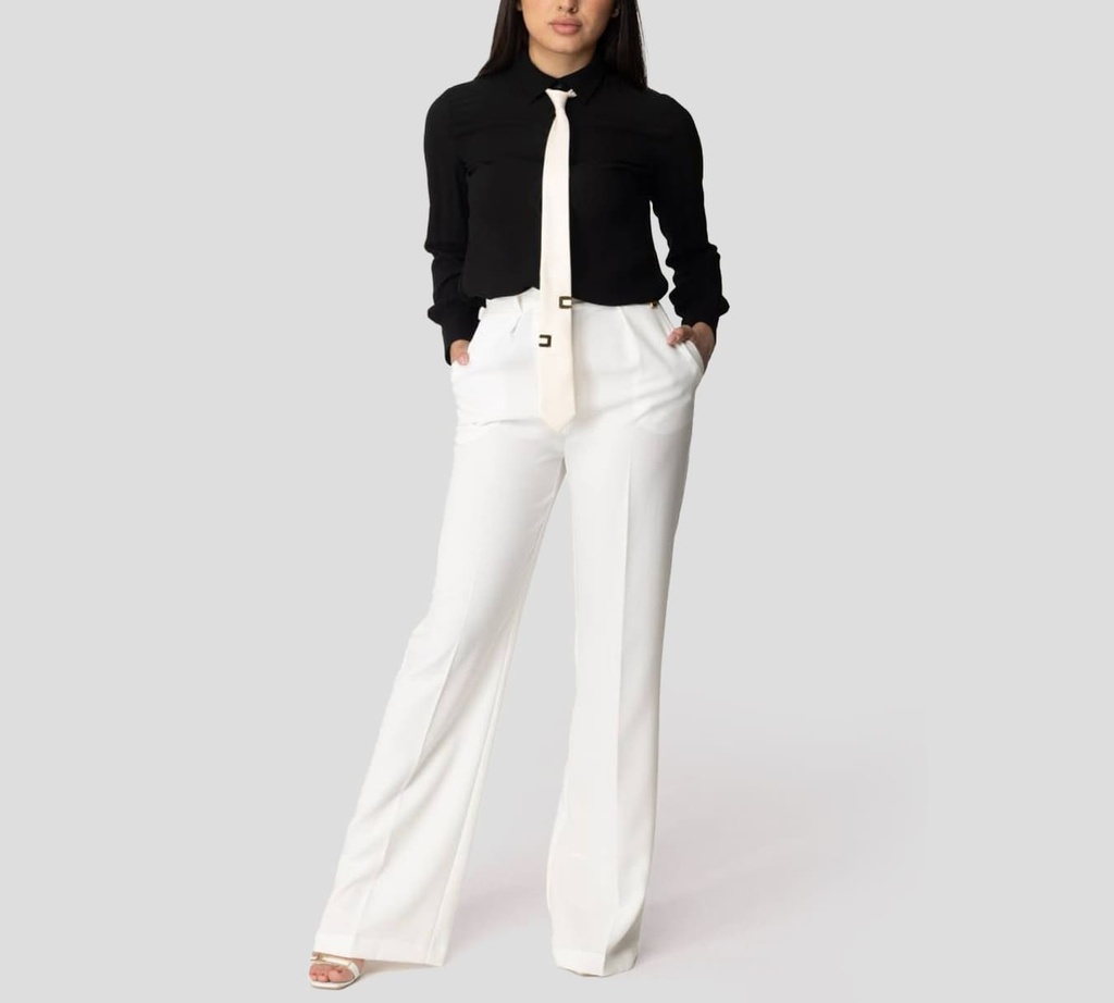 Elisabetta Franchi - BLUSA CON BUFANDA Y DETALLES DORADOS