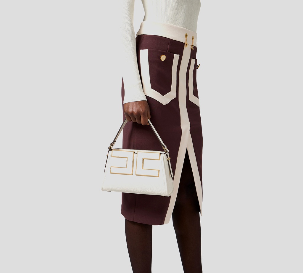 Elisabetta Franchi - CARTERA PEQUEÑA BLANCO LECHE CON LOGO DORADO