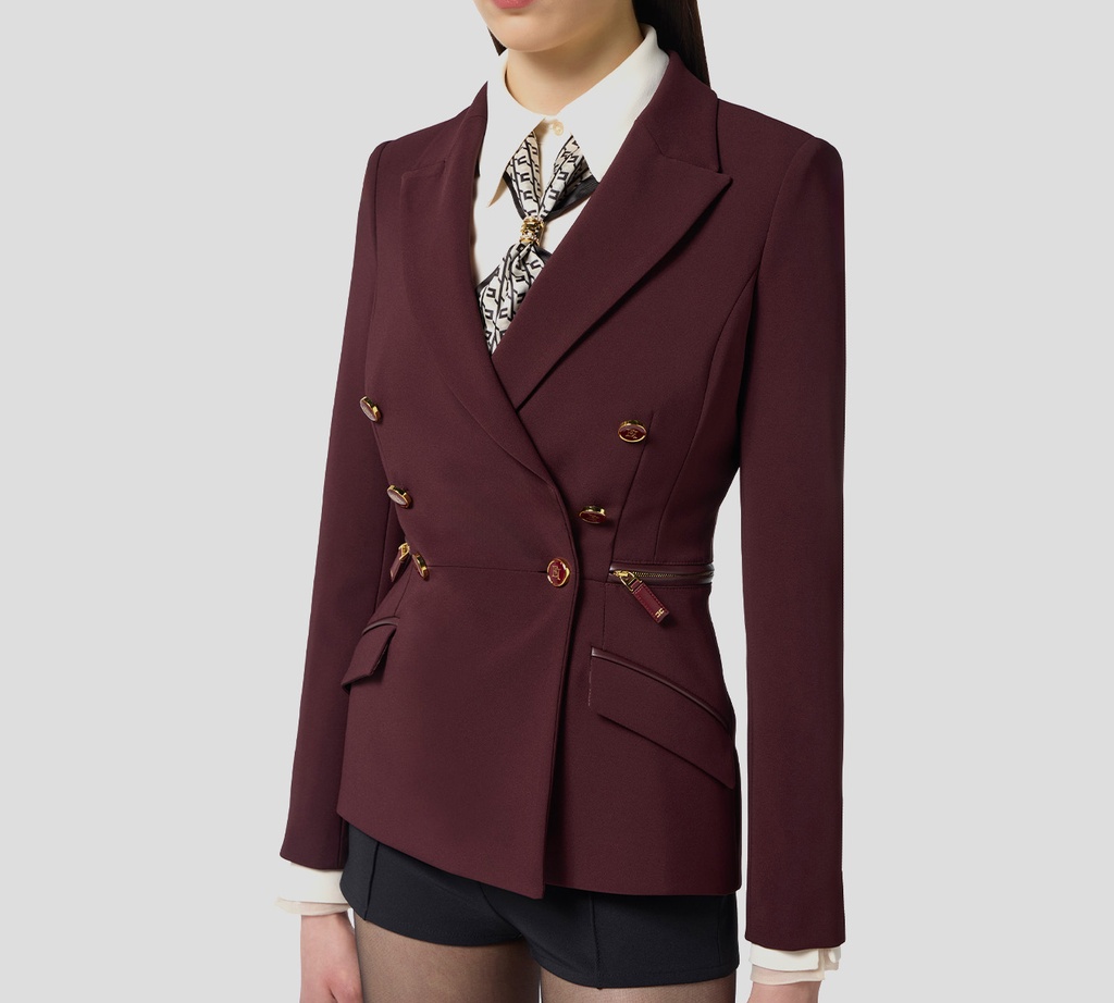Elisabetta Franchi - BLAZER MERLOT CON DETALLES DORADOS