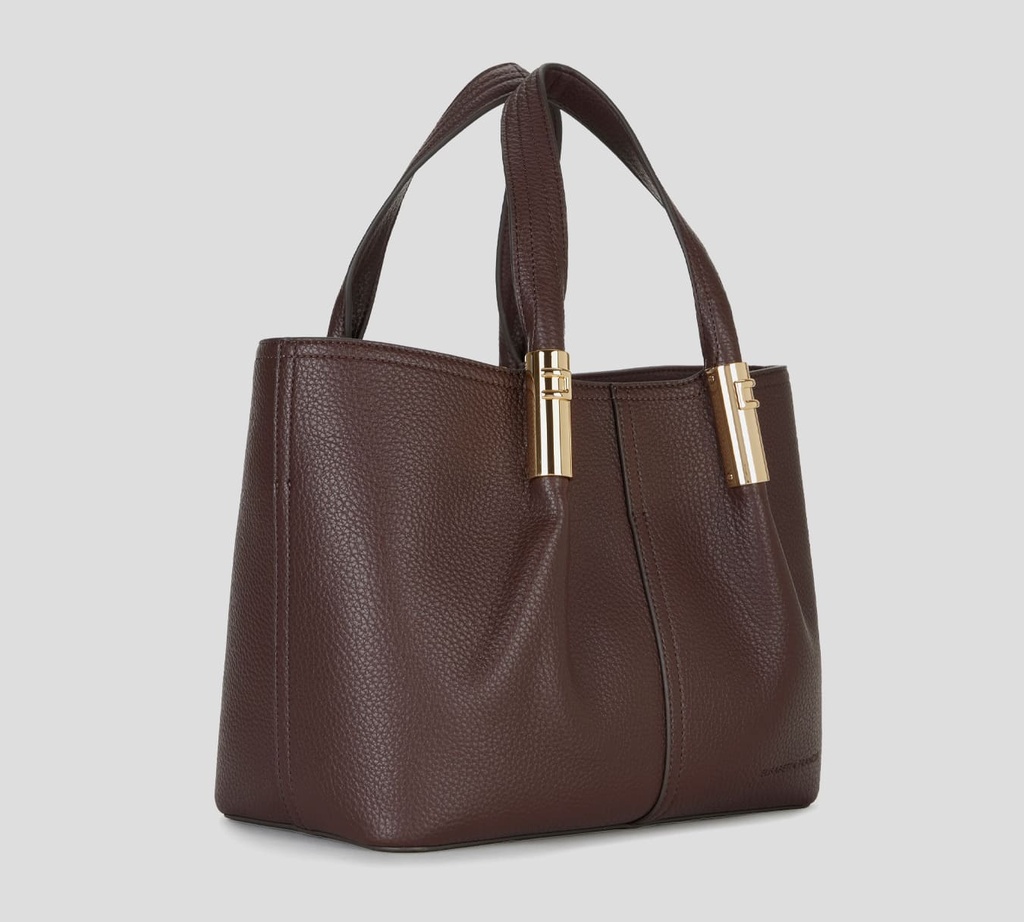 Elisabetta Franchi - CARTERA CAFÉ CON DETALLES DORADOS
