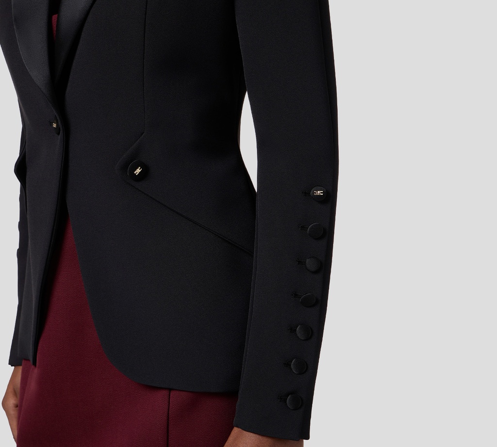 Elisabetta Franchi - BLAZER NEGRO CON SOLAPA BRILLANTE