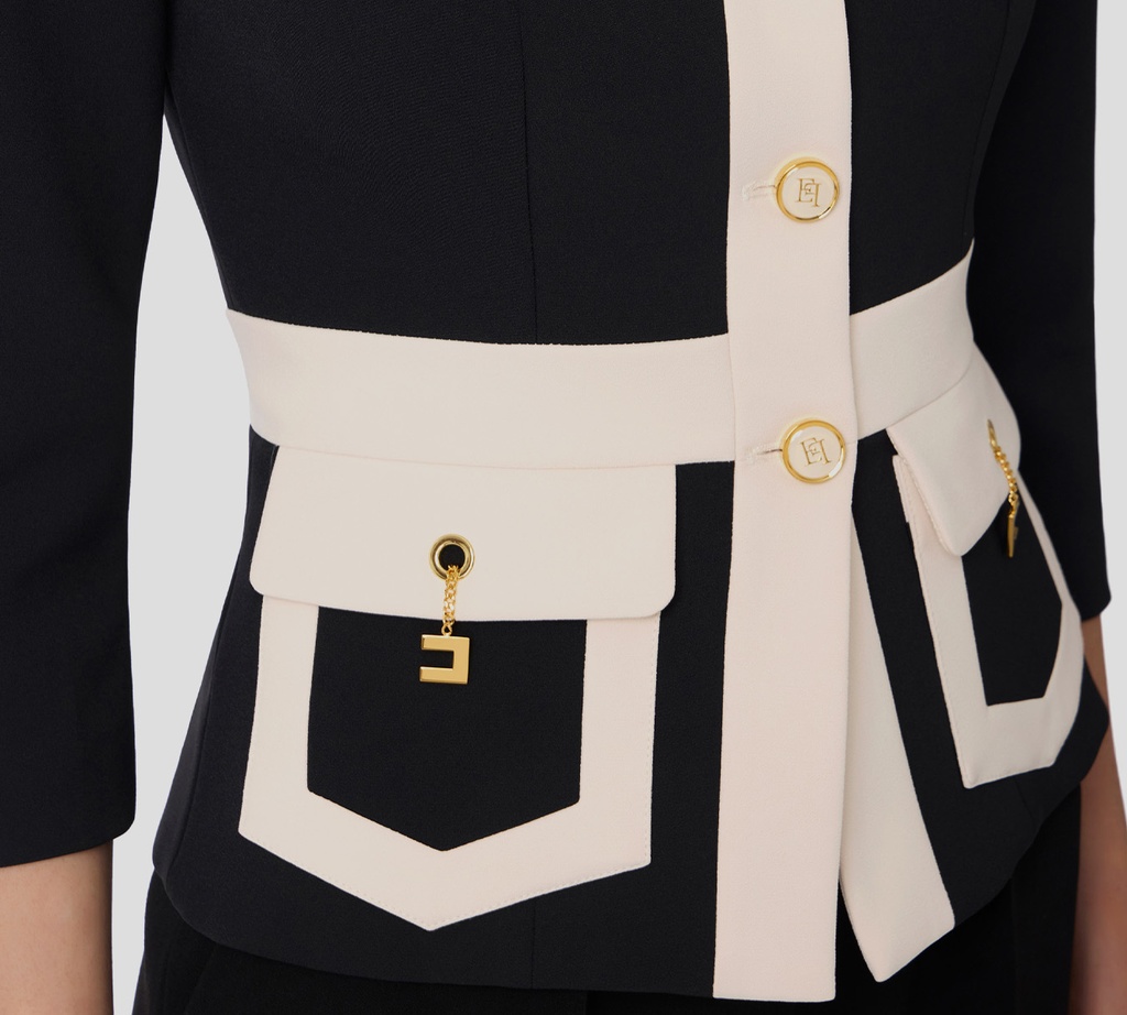 Elisabetta Franchi - CHAQUETA NEGRA CON DETALLES DORADOS