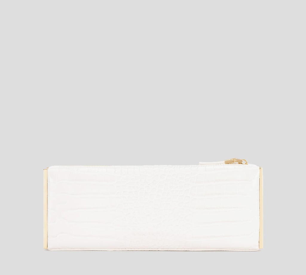 Elisabetta Franchi - CARTERA DE MANO BLANOC HUESO CON PRINT DE SERPIENTE Y DETALLE DORADO