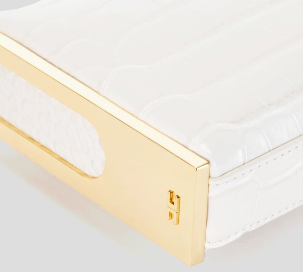 Elisabetta Franchi - CARTERA DE MANO BLANOC HUESO CON PRINT DE SERPIENTE Y DETALLE DORADO