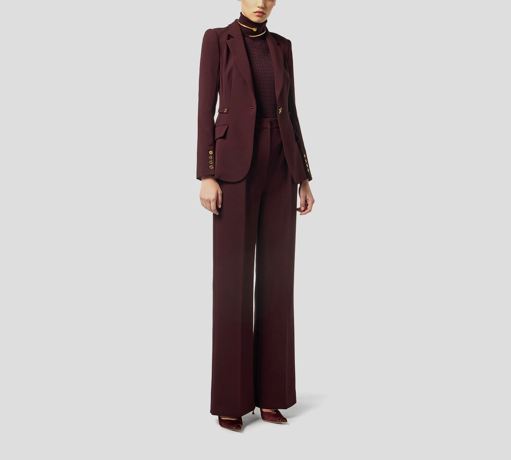 Elisabetta Franchi - PANTALON MERLOT CON DETALLE DORADO EN PARTE POSTERIOR