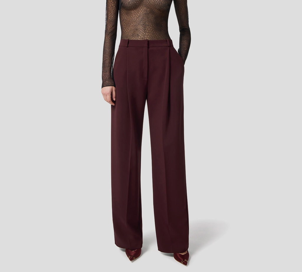 Elisabetta Franchi - PANTALON MERLOT CON BOTONES DORADOS EN PARTE POSTERIOR