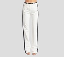 Elisabetta Franchi - JEAN BLANCO CON FRANJA LATERAL NEGRA Y CINTURON NEGRO