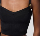 Elisabetta Franchi - CROPTOP NEGRO CON DETALLE DORADO EN TIRANTES