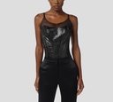 Elisabetta Franchi - TOP TIPO CORSET NEGRO DE CUERO