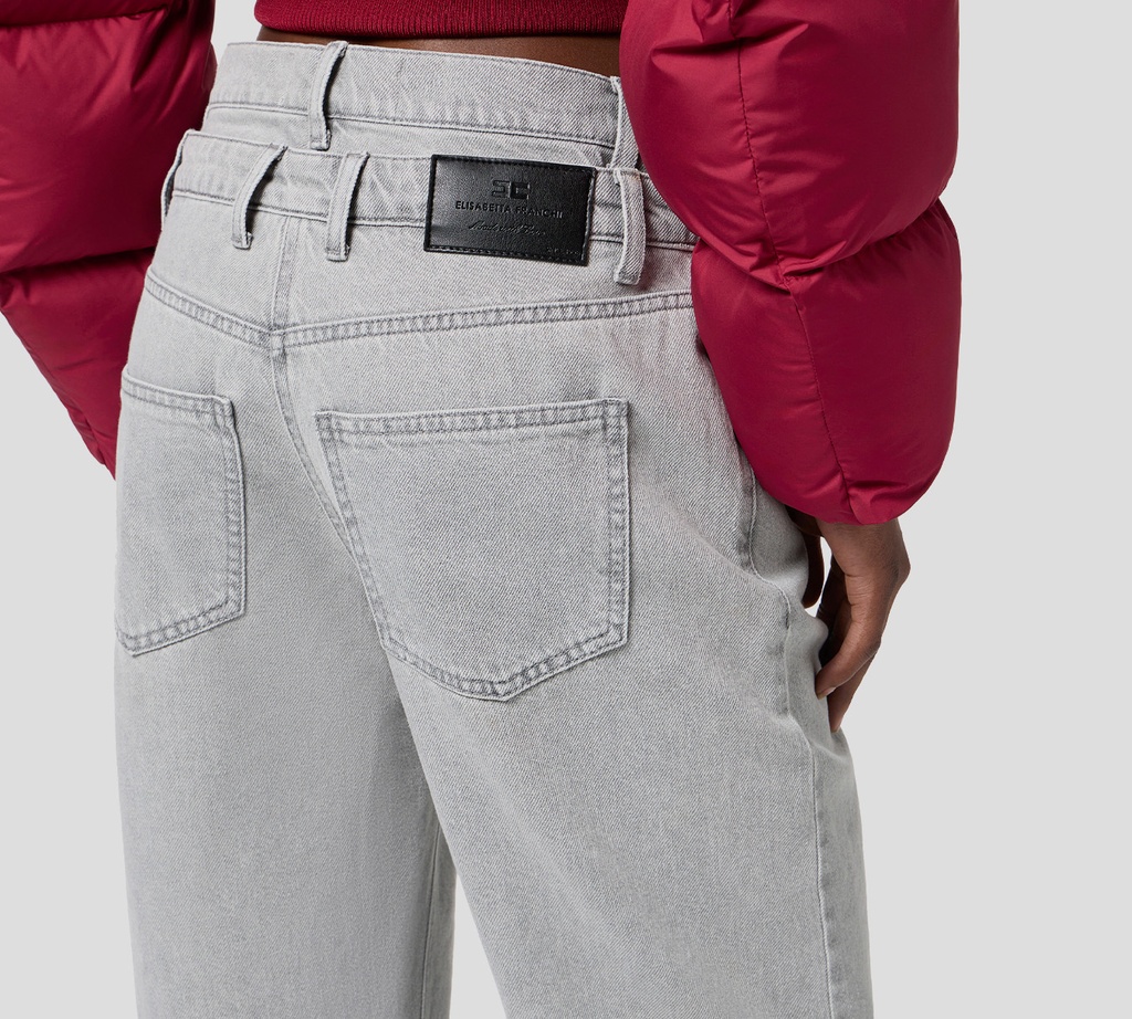 Elisabetta Franchi - JEAN GRIS CLARO CORTE RECTO CON PRETINA