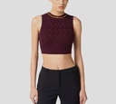 Elisabetta Franchi - CROPTOP MERLOT CON DETALLE DE CADENA EN CUELLO Y CIERRE