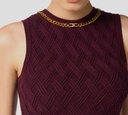 Elisabetta Franchi - CROPTOP MERLOT CON DETALLE DE CADENA EN CUELLO Y CIERRE