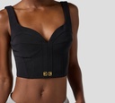 Elisabetta Franchi - TOP NEGRO CON DETALLES DORADOS EN PARTE INFERIOR