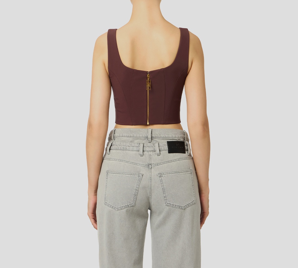 Elisabetta Franchi - TOP MERLOT CON DETALLES DORADOS EN PARTE INFERIOR