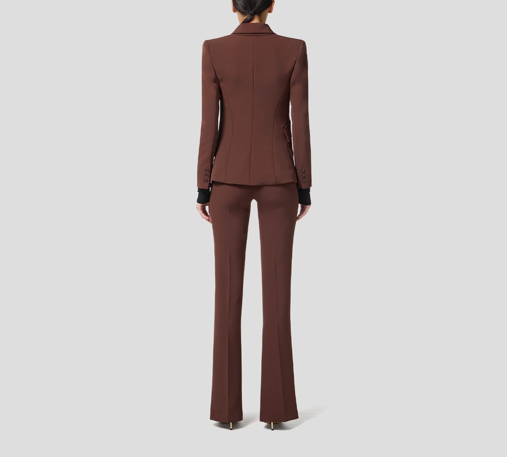 Elisabetta Franchi - BLAZER CON PANTALON MARRON OSCURO Y PAÑUELO BLANCO