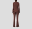 Elisabetta Franchi - BLAZER CON PANTALON MARRON OSCURO Y PAÑUELO BLANCO