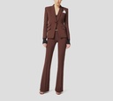 Elisabetta Franchi - BLAZER CON PANTALON MARRON OSCURO Y PAÑUELO BLANCO