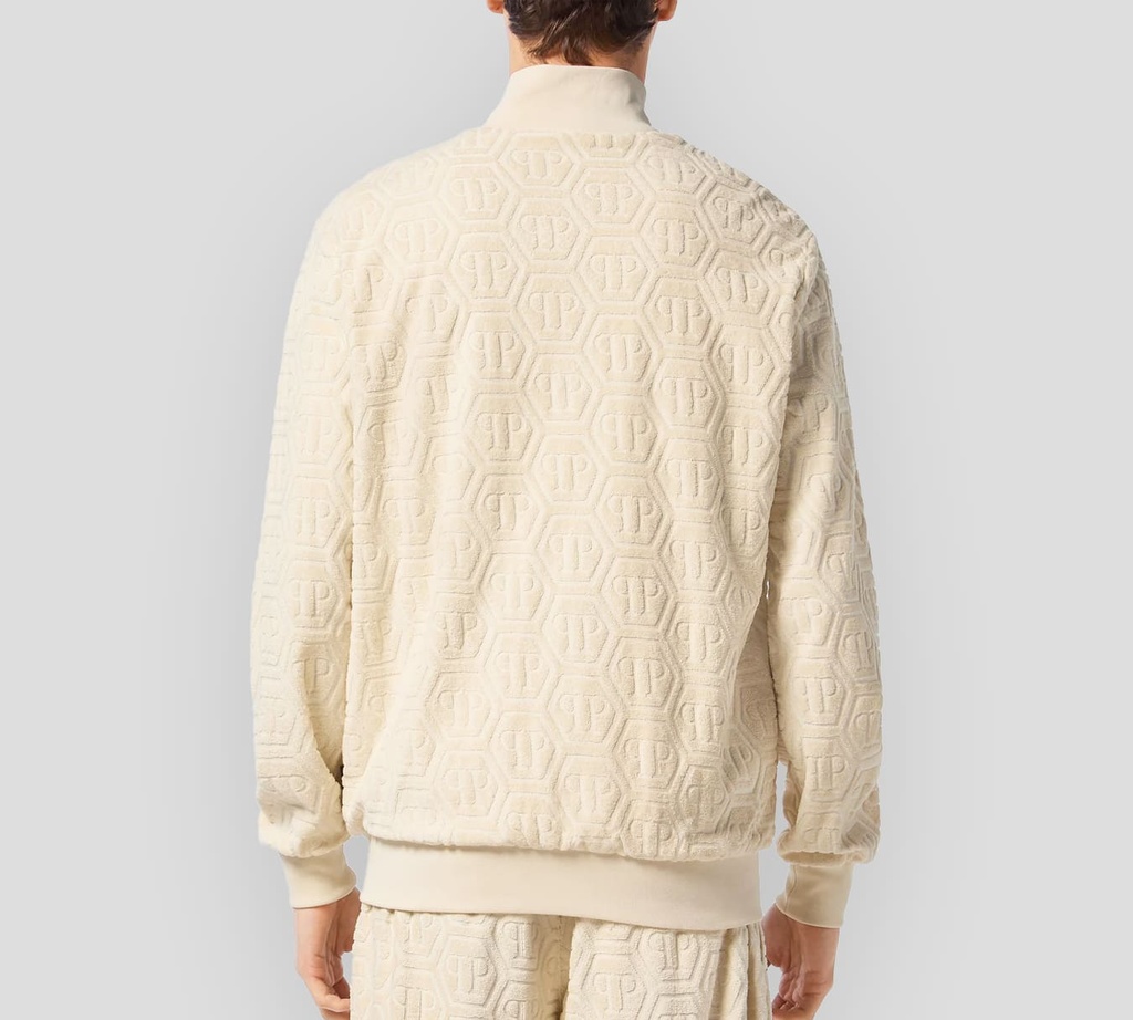 Philipp Plein - CHAQUETA BEIGE DE CHÁNDAL JACQUARD CON MONOGRAMA