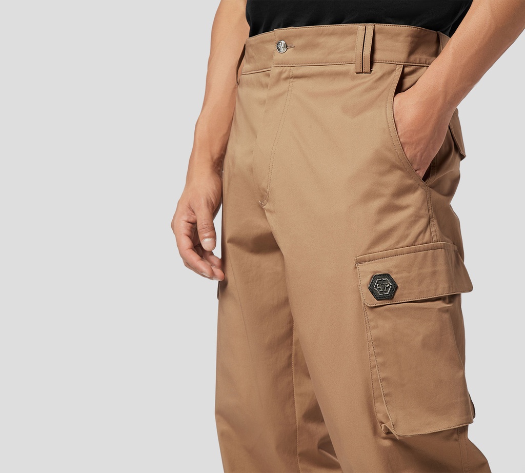 Philipp Plein - PANTALON BEIGE CARGO DE CORTE RECTO
