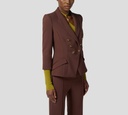 Elisabetta Franchi - BLAZER MARRON OSCURO CON BOTONES DORADOS