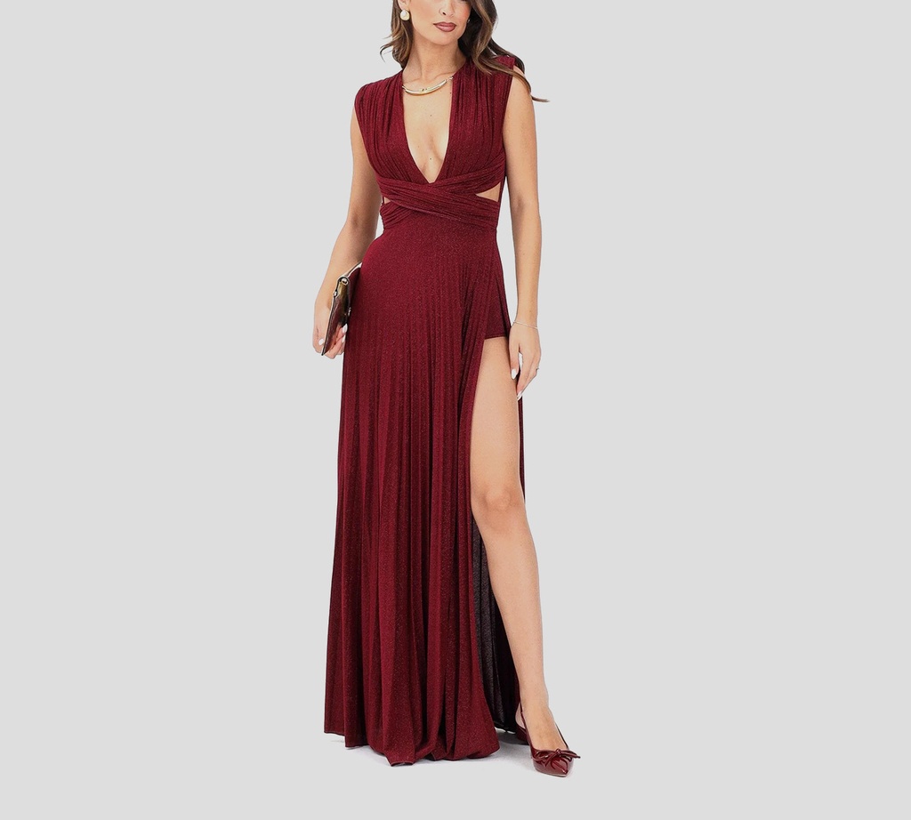 Elisabetta Franchi - VESTIDO CHERRY CON COLLAR EN DORADO
